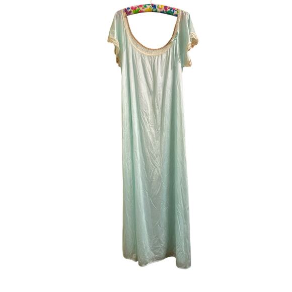 Deena Vintage Seafoam Lace Accented Nightgown NEW - Picture 1 of 7